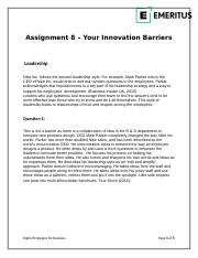Assignment 8 your Innovation Barriers.docx