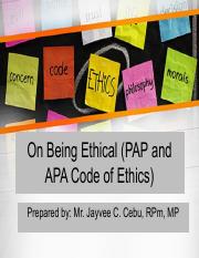 Lecture 1- On Being Ethical (PAP and APA Code of Ethics).pdf