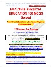 HEALTH & PHYSICAL EDUCATION 100 MCQS Solved For PET and Lecturer Test.pdf