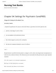 Chapter 04_ Settings for Psychiatric Care(FREE) _ Nursing Test Banks.pdf