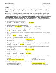 Exam #2 Review Sheet Answer Key