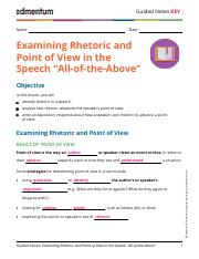 KEY_Guided Notes_English 9_A4.07_Examining Rhetoric and Point of View in the Speech All-of-the-Above