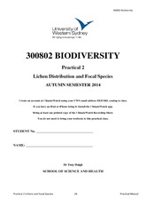 UWS Biodiversity Practical 2 Lichens and Focal Species 2014