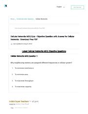 Cellular Networks MCQ [Free PDF] - Objective Question Answer for Cellular Networks Quiz - Download N
