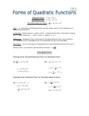 Forms of Quadratic Functions.doc