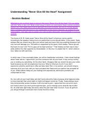 Ibrahim Badawi Understanding _Never Give All the Heart_ Assignment .pdf