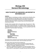 how to write unknown lab report microbiology