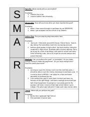 Smart Goals EXAMPLE Worksheet