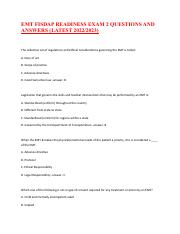 EMT FISDAP READINESS EXAM 2 QUESTIONS AND ANSWERS.pdf