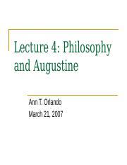 Lecture 4 Augustine and Philosophy.ppt