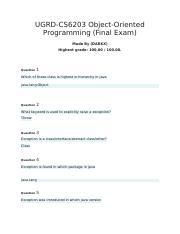 UGRD-CS6203 Object-Oriented Programming (Final Exam).docx