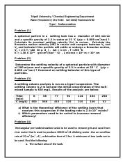 Assignment 2 settling Che541 E  Fall 2022.docx