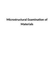 Microstructural Examination of Materials