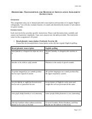 LING 301 Homework Transcription and Manner of Articulation Assignment .docx