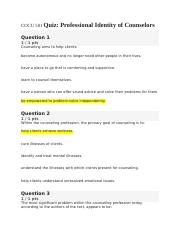 COCU 501 Quiz- Professional Identity of Counselors.docx