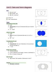 Unit 3: Sets and Venn diagrams
