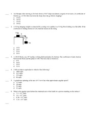 PHY2053 Physics 1, Test 2 Exam With Answers Version A