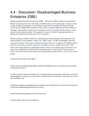 4.4 - Discussion: Disadvantaged Business Enterprise (DBE)