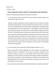 Essay Exam About Basic Concept of Biodiversity and Speciation.pdf