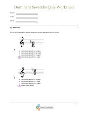 Dominant Seventh Worksheet Answers