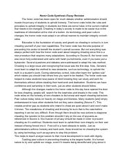 honor code synthesis essay