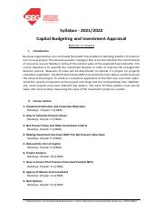 20212022 Syllabus - Capital Budgeting and Investment Appraisal.pdf