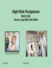 RNSG 2920 High-risk postpartum Fall 2020.pptx