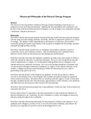 Mission and Philosophy of the Physical Therapy Program