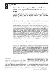 [Forestry Studies] Estimation of above-ground biomass in forest stands from regression on their basa