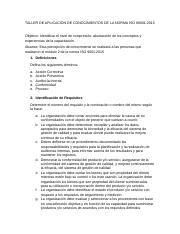 1-TALLER DE APLICACIÓN DE CONOCIMIENTOS DE LA NORMA ISO 90001.docx