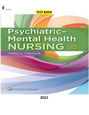 Psychiatric-Mental Health Nursing 8Ed.by Sheila L. Videbeck - Latest, Complete & Elaborated - Test B