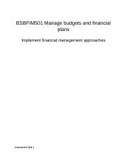 BSBFIM501 Manage budgets and financial plans.docx