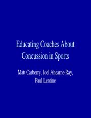 educating coaches about concussion in sport
