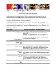 Terms and Concepts Worksheet Unit Five