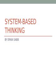 UNDERSTANDING  SYSTEM-BASED THINKING