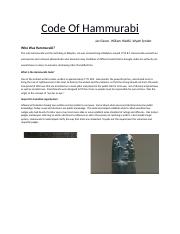 Historical Roots of Law - Code of Hammurabi Handout.docx