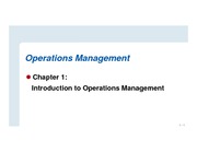 Operations Management Chapter 1 Introduction