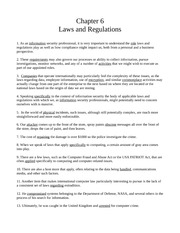 Chapter Six - Laws and Regulations
