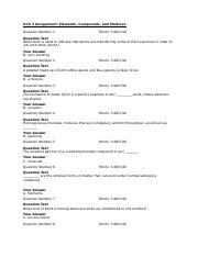 Unit 3 Assignment Elements, Compounds, and Mixtures
