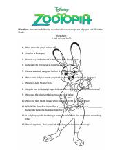 Zootopia-worksheet