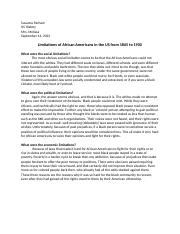 Limitations of African Americans in the US from 1865 to 1900.docx
