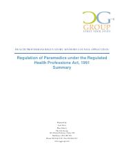 Health Professions Regulatory Advisory Council Application Paramedic Summary.pdf
