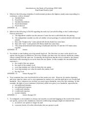 PSYC 1001 The Final Exam Practice Quiz ANSWERS