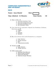 Computer Fundamentals and Internet Quiz Anas Khalaf.docx