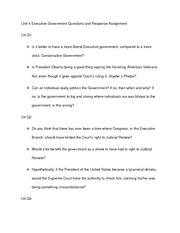 Executive Government Questions and Response Assignment