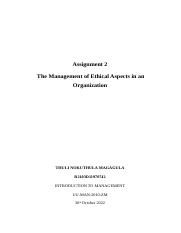 THE MANAGEMENT OF ETHICAL ASPECTS IN AN ORGANIZATION. for submission (2) (1) (1).docx