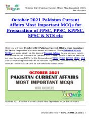 October 2021 Pakistan Current Affairs Most Important MCQs for all exams.pdf