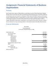 assignment financial statements of business organizations