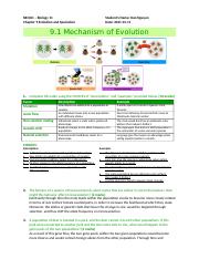 9.1 Mechanisms of Evolution (HW Worksheet).docx