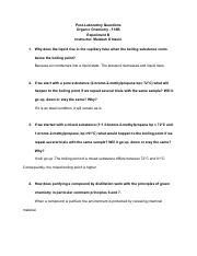 Post-Lab Questions Organic Chemistry - 118B Experiment B.pdf